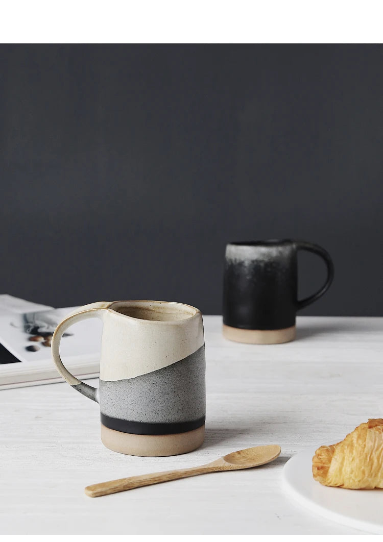 Japanese Retro Stoneware Coffee Cup Household Ceramic Hanging Ear Mug Cup English Afternoon Tea Tea Cup Breakfast Milk Mug Gift