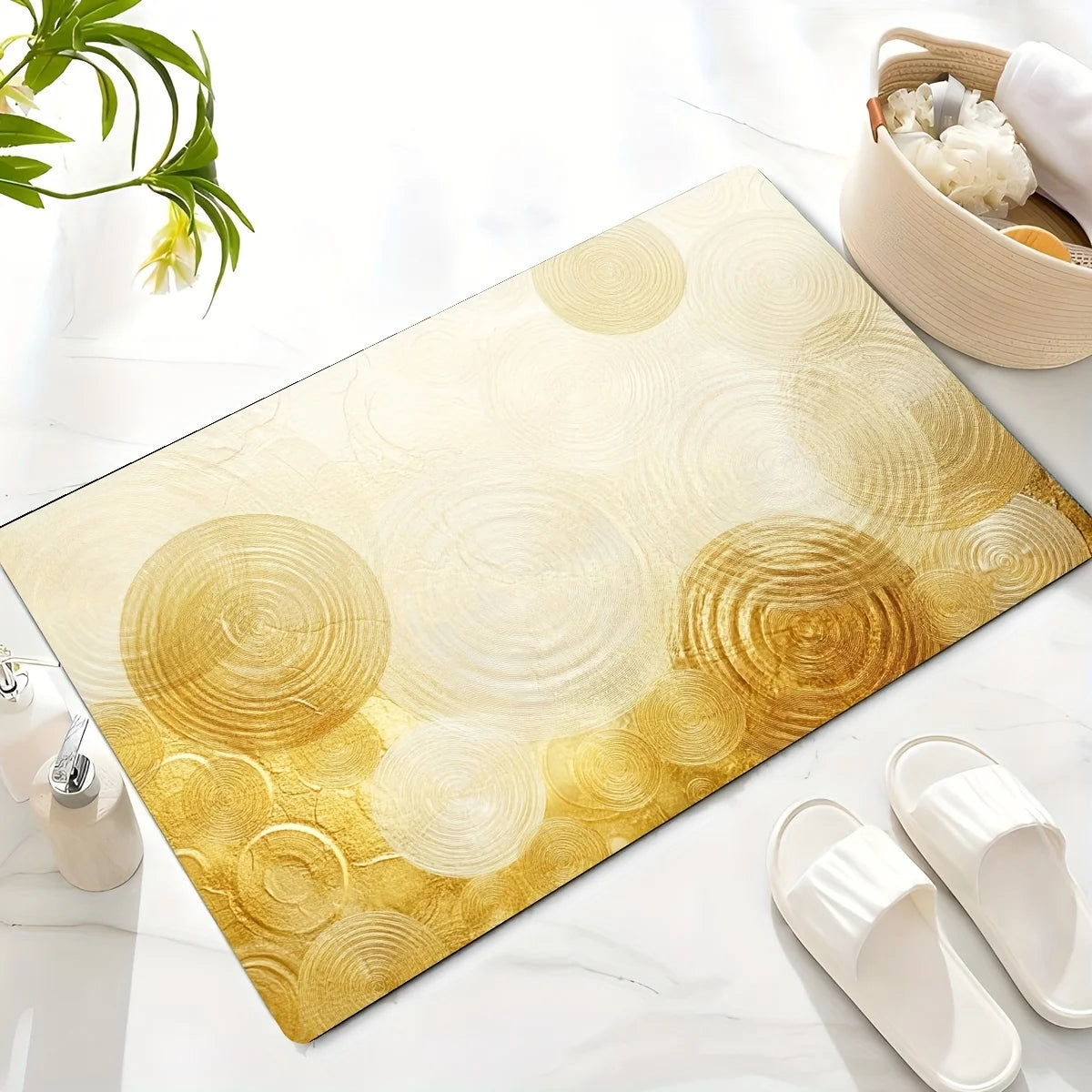 1pc Quick- Bathroom Mat Bath Rug Mat - Non-Slip, Absorbent Diatom Mud Floor Rug with Geometric Design for Shower & Entryway Bath