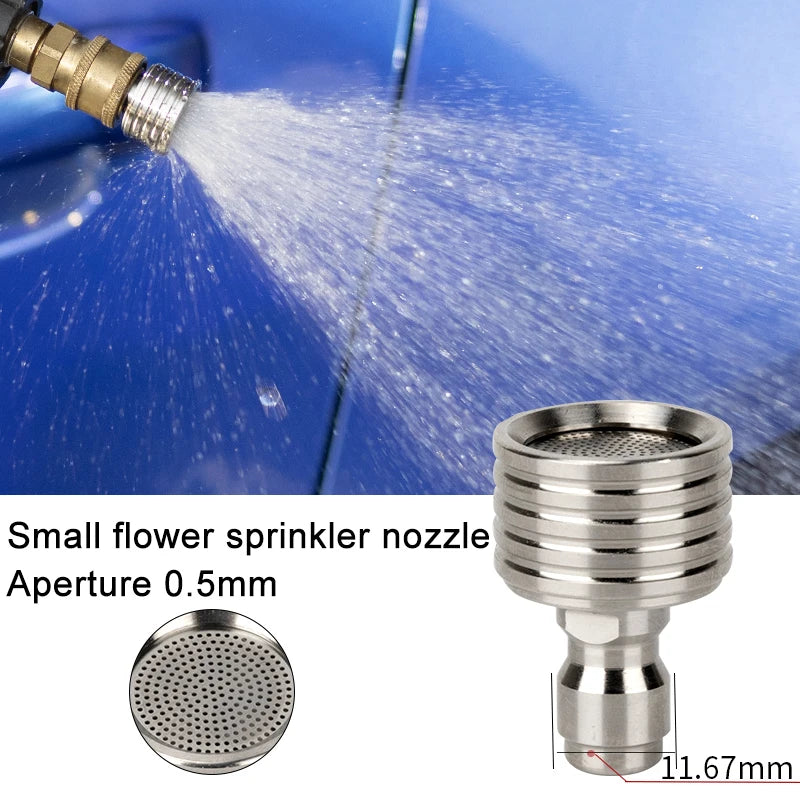 1/4  Quick Plug Stainless Steel Car Washing Fitting Nozzle High Pressure Spray Shower Nozzle  for Flower Garden Watering