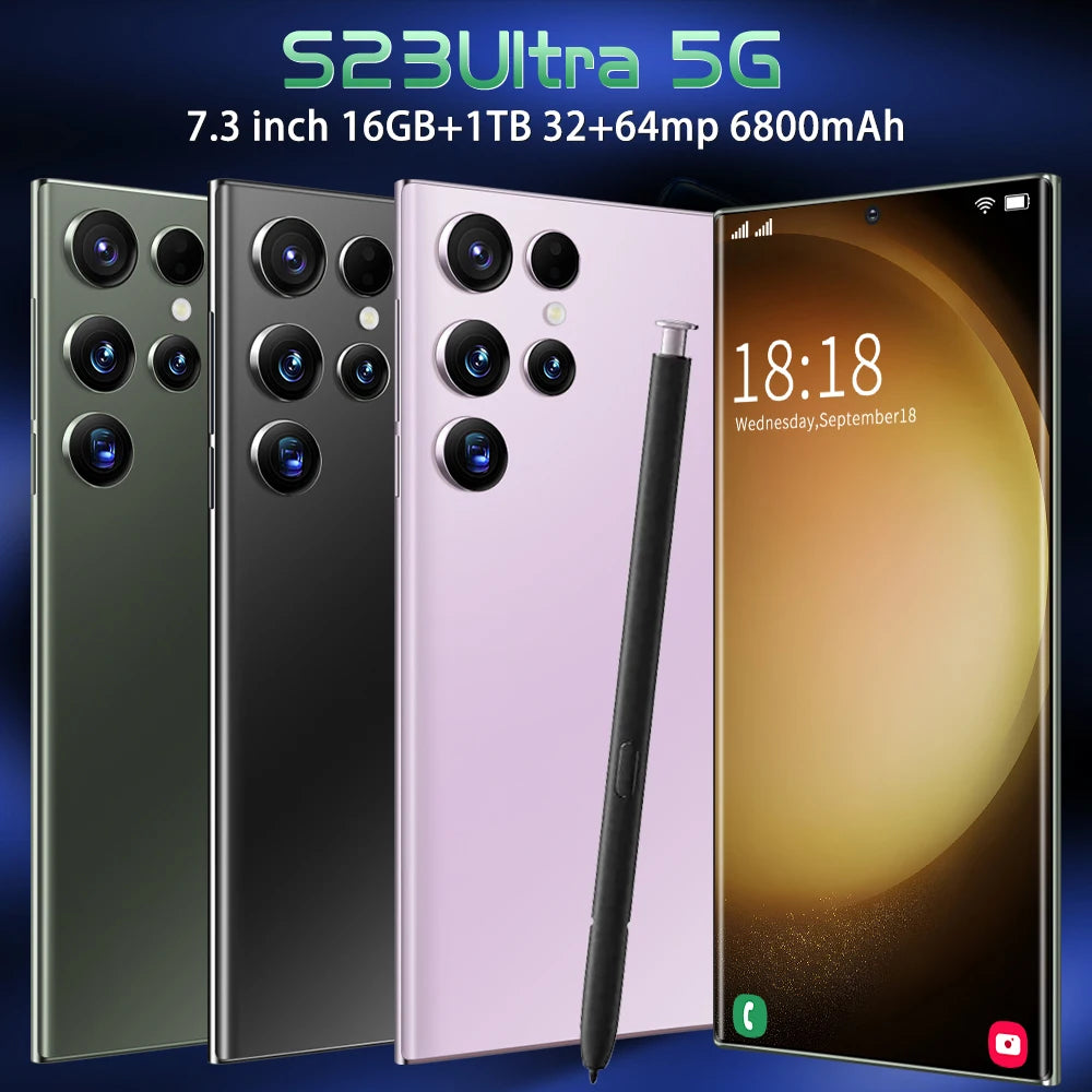 Original Mobile Phone S23 Ultra 6.8 Inch 16GB+1TB Face ID Unlocked Cellphones Mobile Phone Smart Phones 5G Smartphone