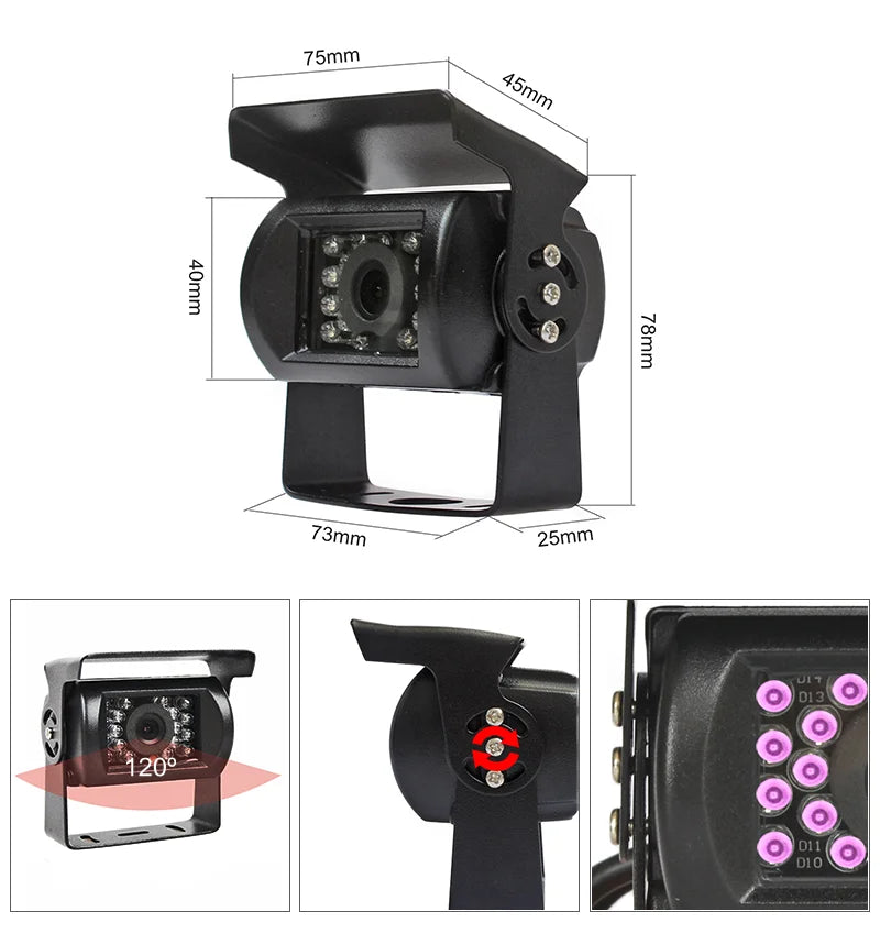SMALUCK CVBS 12V-24V CCD Van Bus Lorry Car Camera IP68 Waterproof Rear View Reversing Parking Camera IR Night Vision