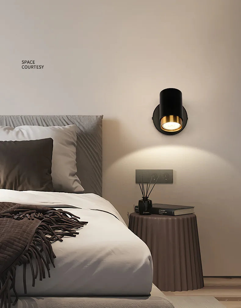 5W Wall Lamp Black/White Modern Aisle Wall Light Adjustable For Bedside Bedroom Lights Corridor sconce AC110-240VGU10 LED Switch