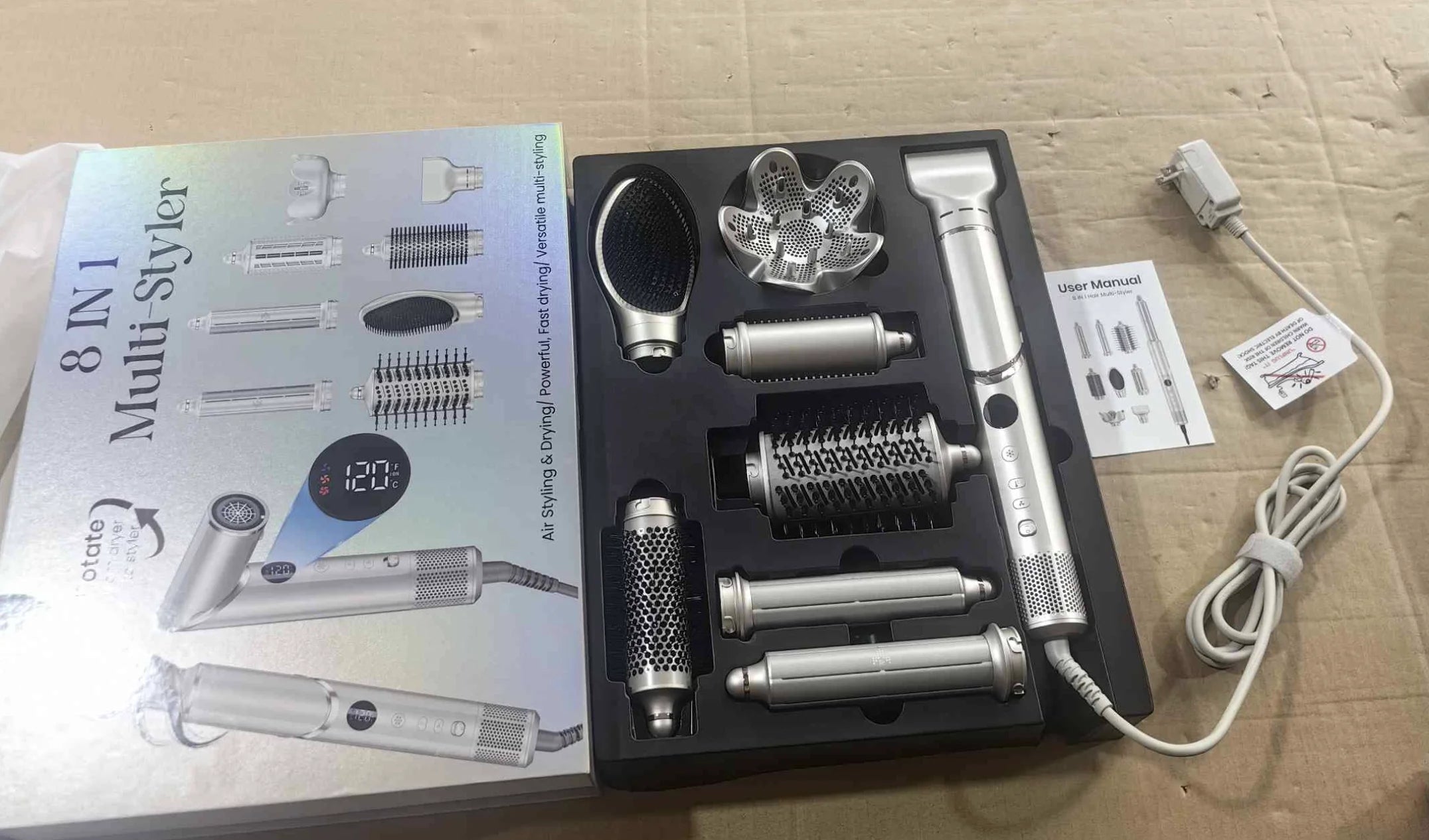 8 in 1 Premium Quality Hair Dryer Multi Styler Auot Hair Curler Hot Air Brush 110000Rpm Blow Dryer Volumizer Set
