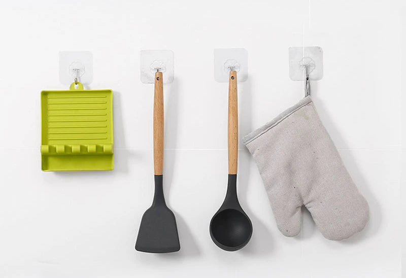 Kitchen Spoon Holders Fork Spatula Rack Shelf Organizer Plastic Spoon Rest Chopsticks Holder Non-slip Spoons Pad Kitchen Utensil