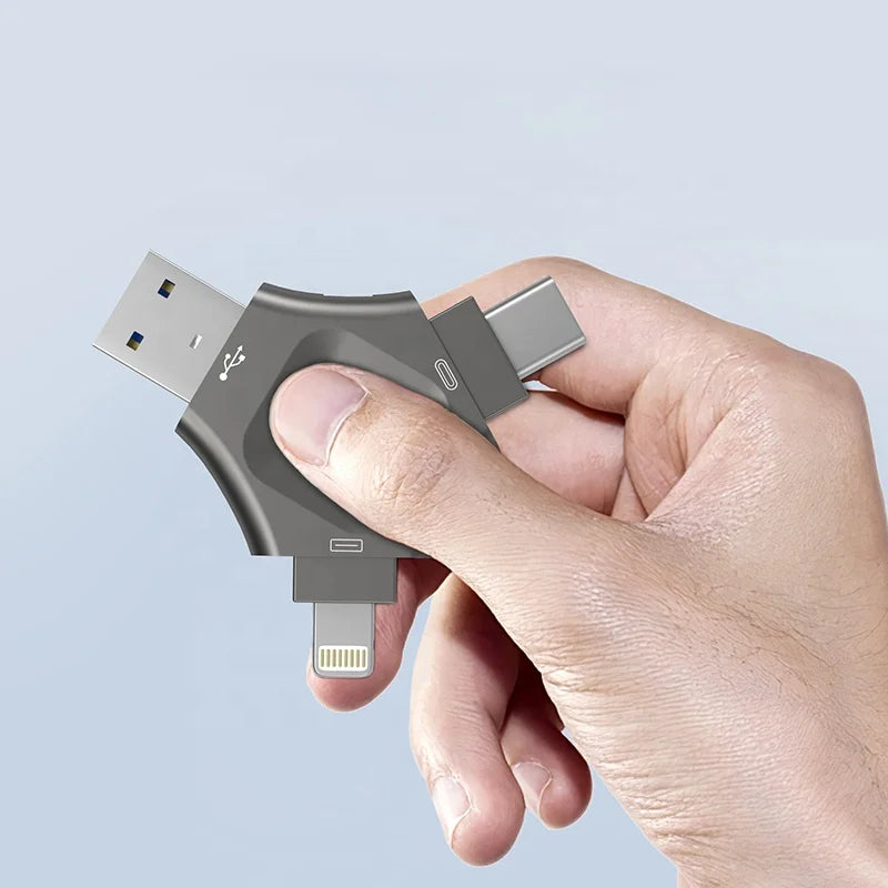 3 in 1 High Tech Security Usb Fingerprint Reader 64GB 128GB 256GB 512GB Secure Pen Drive Encrypt Fingerprint USB Flash Drive