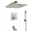 Brushed Gold Thermostatic Rainfall Shower System 10 Inch Bathroom Gold Luxurious Modern Shower Set With Bathtub Spout