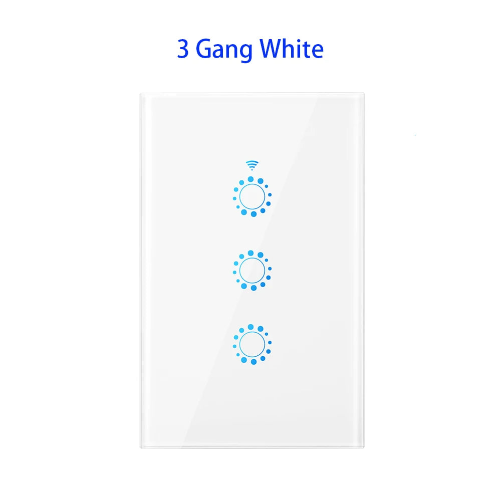 US Standard 1/2/3 Gang WiFi Smart LED Light Touch Switch Wall Panel Smart Home Switch Voice Control eWeLink Alexa