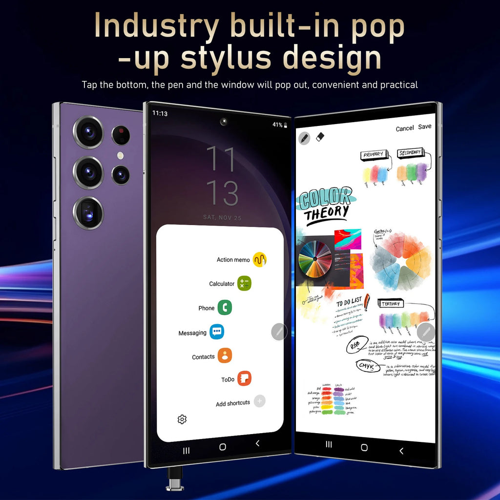 7.3 Inch Full HD S24 Ultra Smartphone with Deca Core CPU 5G Dual Sim 1TB Storage 108MP Rear Camera LTE & CDMA Mobile Phones