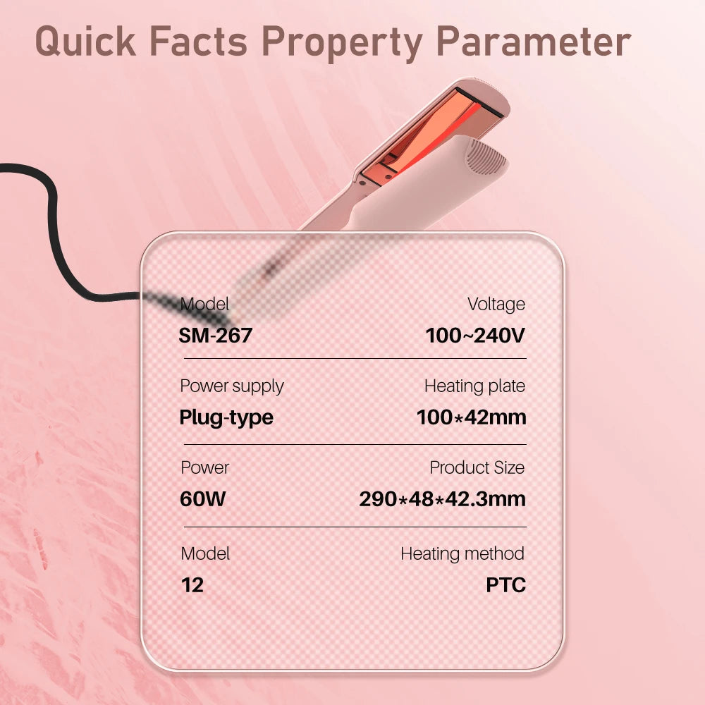 U.S. Spot Infrared Hair Straightener Flat Iron Dual Voltage Infrared Hair Care Professional Styling Tool for Salon Home Use