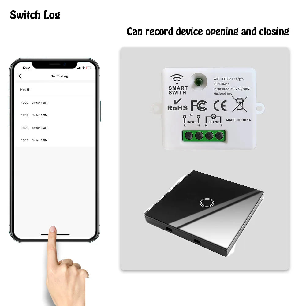 Mini WiFi Light Switch Timer Wall panel switch RF 220V Controller Tuya Smart Life APP Control Work With Alexa for Home Appliance