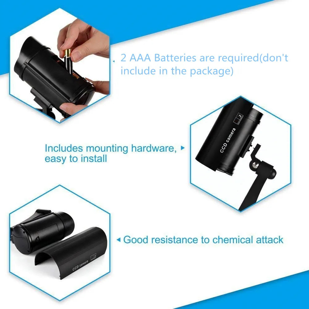 Dummy camera cctv video surveillance cameras w/ wifi antenna infared IR LED flashing battery powered security fake camera