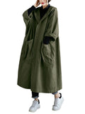 2026 Women's High-quality Spring Elegant Solid-color Loose Single-button Warm and Windproof Coat Hooded Casual Coats