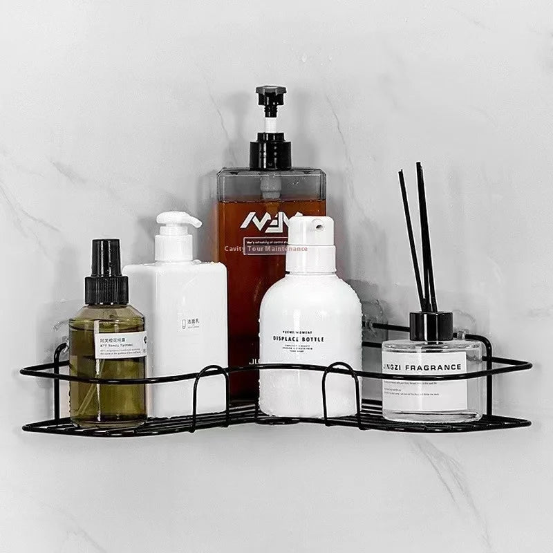 Modern High Quality Self-Adhesive Metal Iron Double Tier Wall Mounted Strong No-Drilling Bathroom Corner Shower Caddy Organizer