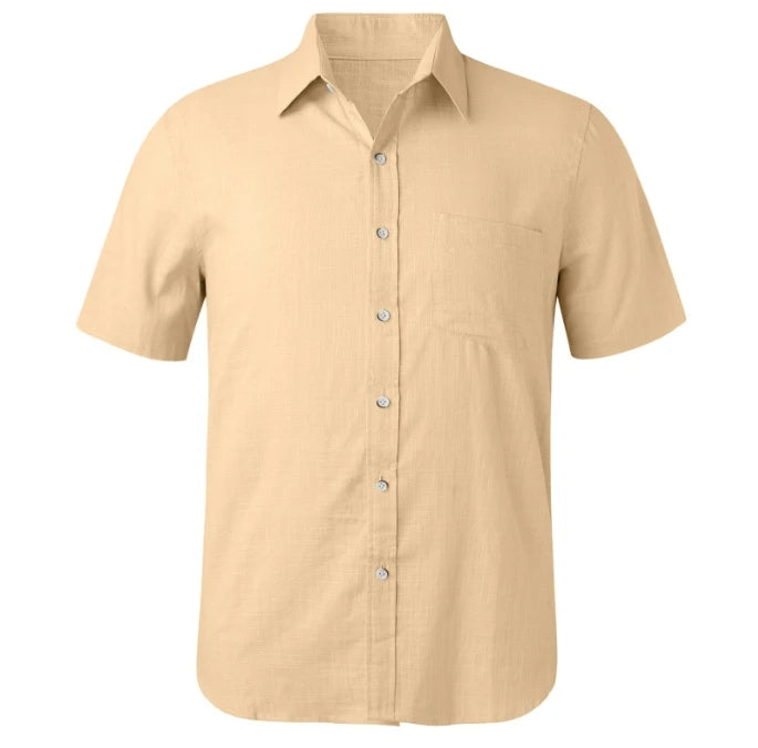 New Men's Solid Color Short Sleeve Shirt