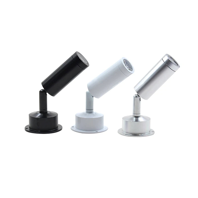 LED Wall Lamp Knob Switch 90-260V 3W Modern Bedroom Bedside Lamp Black White Light Body 360 Degree Angle Adjustable Wall Light