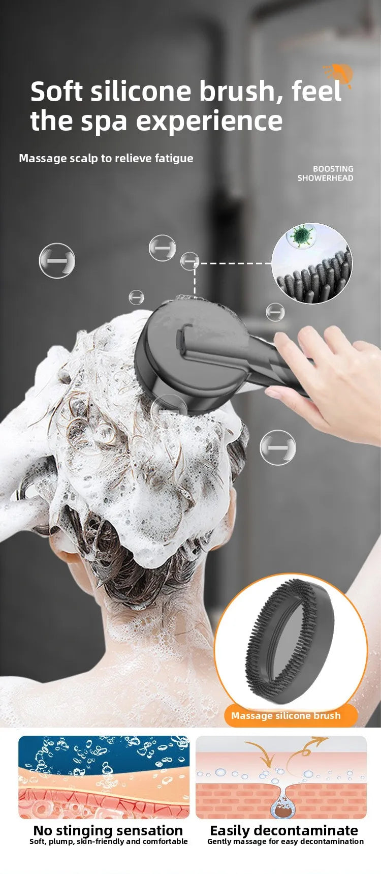 Love Spray Handheld Shower Head with Powerful Booster Cross-Border Brush Bathroom Bath Filter for Kitchen Toilet Gym Use