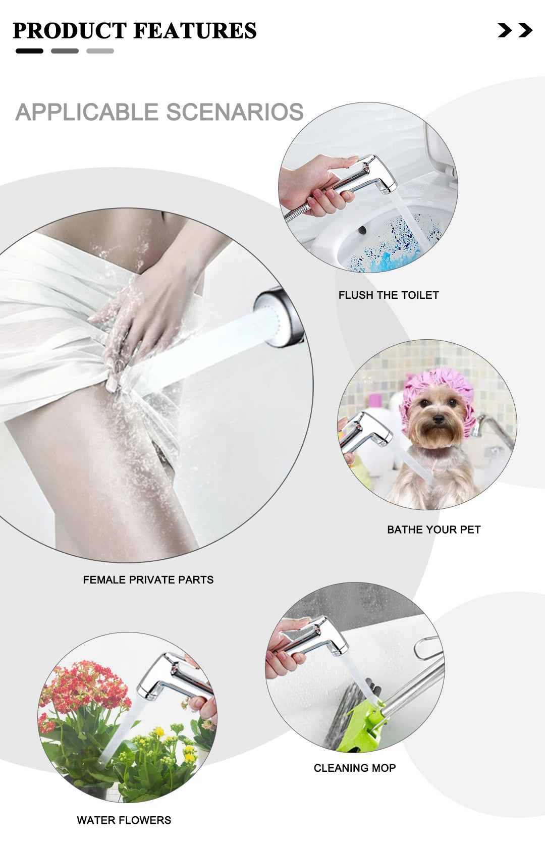 Shower Douche Toilet Bidet Sprayer Kit Chrome Polished Brass Bathroom Wall Mount Single Cold Valve Handheld Bidet Shattaf Set