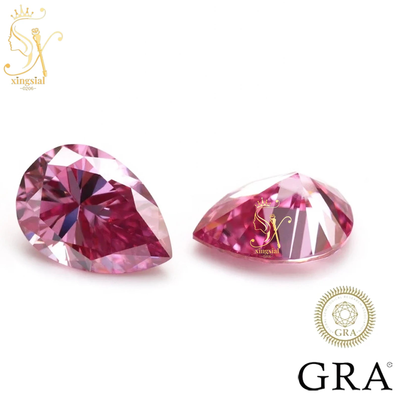 Xingsial 4x6mm 9x13mm Multiple Color VVS1 0.5ct 5ct GRA Certificated Pear Cut Synthetic Diamond Gemstone Loose Moissanite Stone