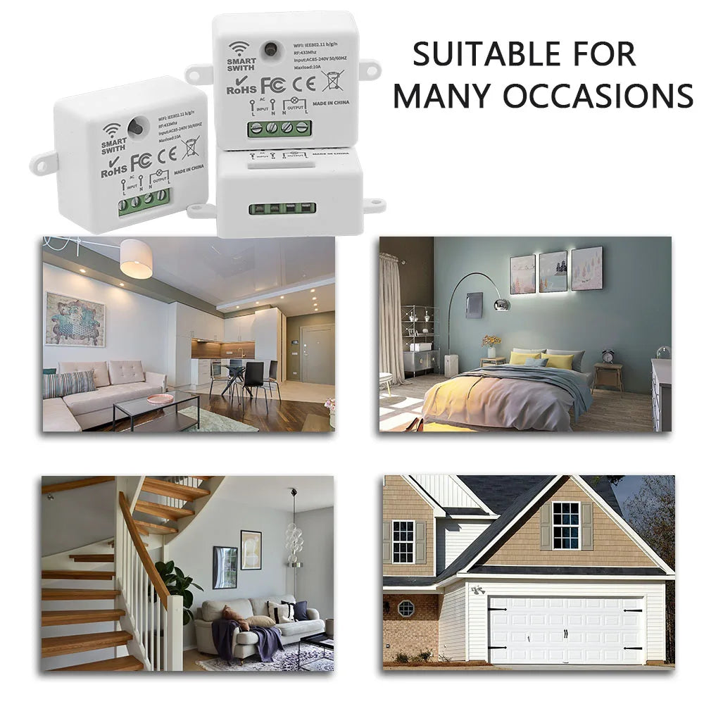 Mini WiFi Light Switch Timer Wall panel switch RF 220V Controller Tuya Smart Life APP Control Work With Alexa for Home Appliance