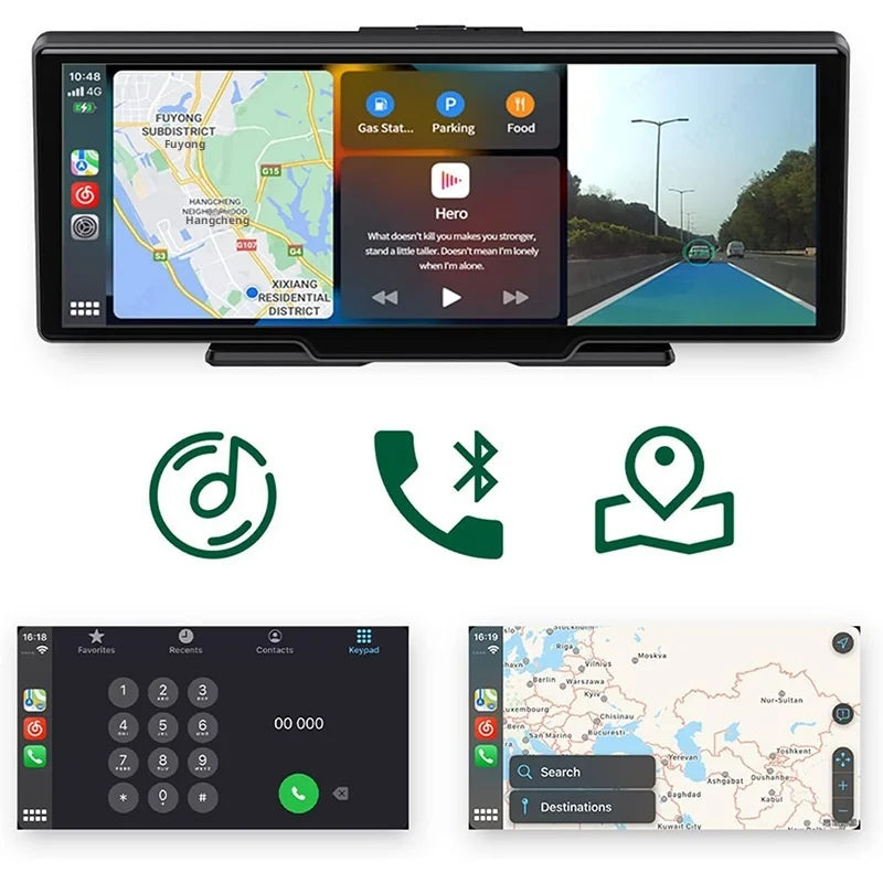10.26inch High-Definition OLED Wireless Dashboard Portable Driving Recorder Cross-Border Car Navigation Device CarPlay