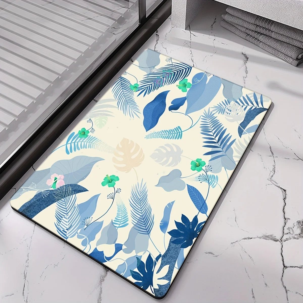 1pc Quick- Bathroom Mat Bath Rug Mat - Non-Slip, Absorbent Diatom Mud Floor Rug with Geometric Design for Shower & Entryway Bath