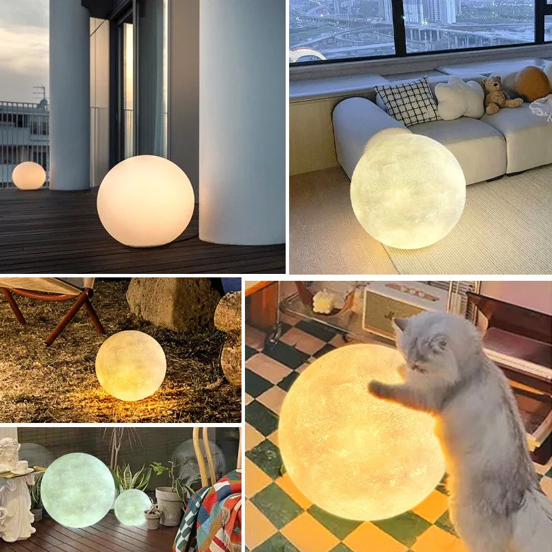 Minimalist Led Floor Lamp Home Decor Living Room Courtyard 3D Moon Lamp Corner Stand Moon Light