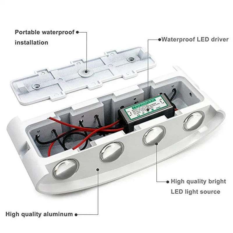 LED Wall Light 2W 6W 8W Waterproof Outdoor Wall Lamp Garden Porch Light Decor for Bathroom Bedroom Living Room AC85-265V