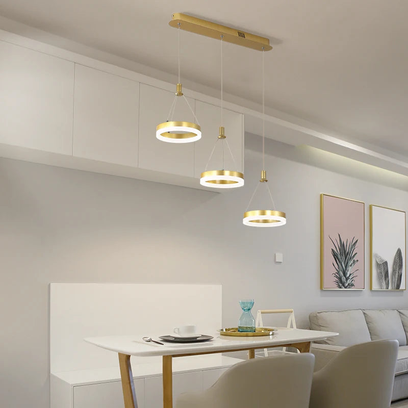 postmodern lamp White Black LED nordic minimalist lamp For Dining Kitchen Room remote control acrylic ring pendant lighting