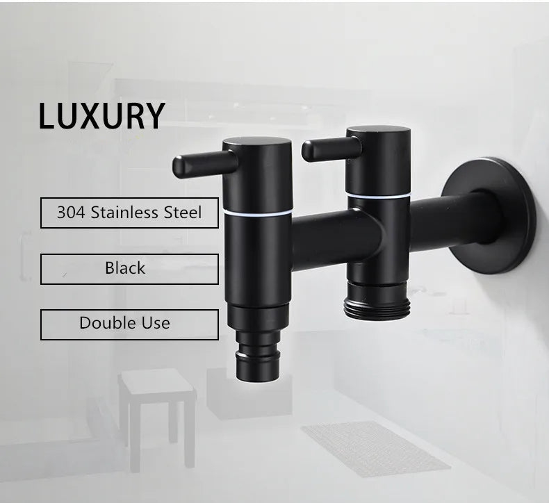 Washing machine faucet Bidet Faucet Stainless Steel Bathroom faucet tap Single Cold garden Faucet Black outdoor mixer Small Tap