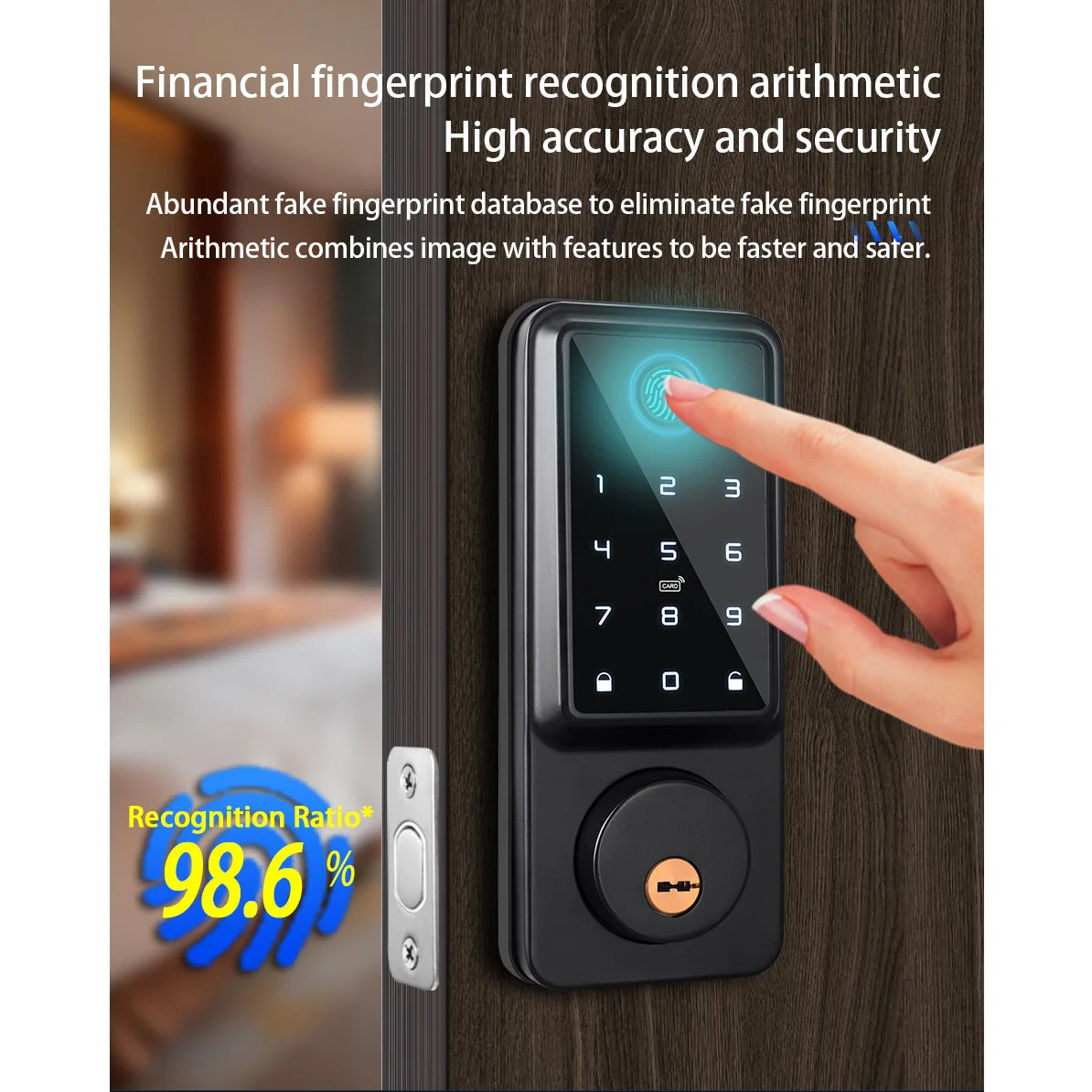 Hot Sale Tuya TTlock Digital Fingerprint Wooden Door Lock Smart Electric with Cloud Data Storage Wi-Fi Network for Steel Door