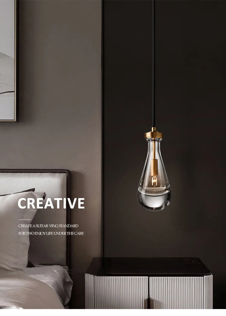 Modern light luxury drop pendant lamp simple creative restaurant bar bedside crystal pendant light