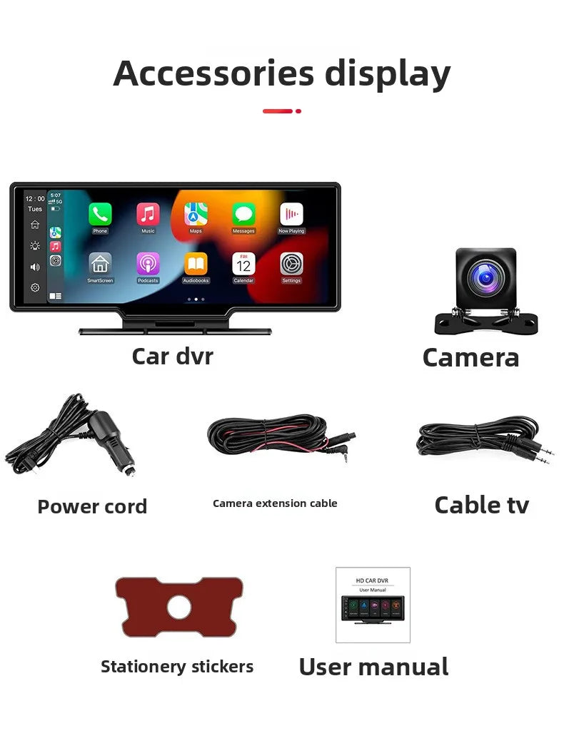 10.26inch High-Definition OLED Wireless Dashboard Portable Driving Recorder Cross-Border Car Navigation Device CarPlay