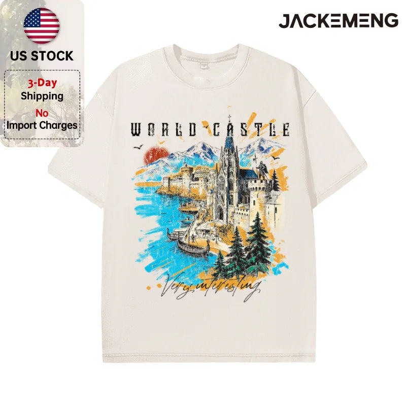 Oversized Vintage Retro Scenic Streetwear Print Tshirt USA Stock Wholesale Y2K Casual Tee