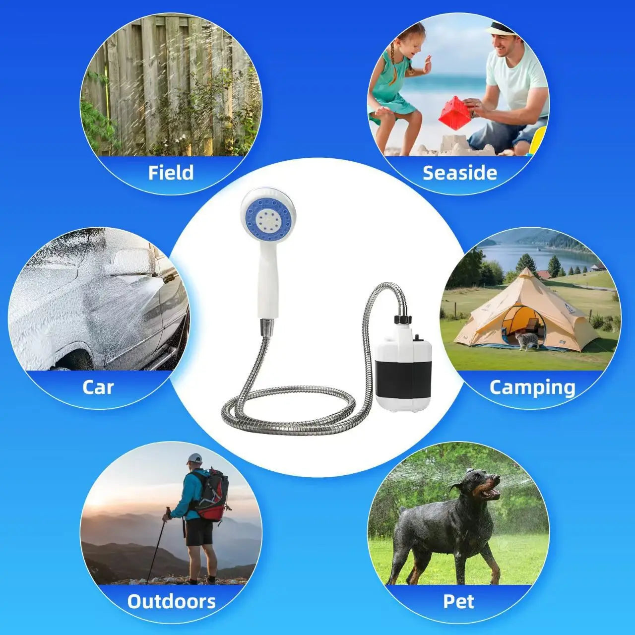 Portable Rechargeable Electric Shower for Camping, Beach & Outdoor Cleaning