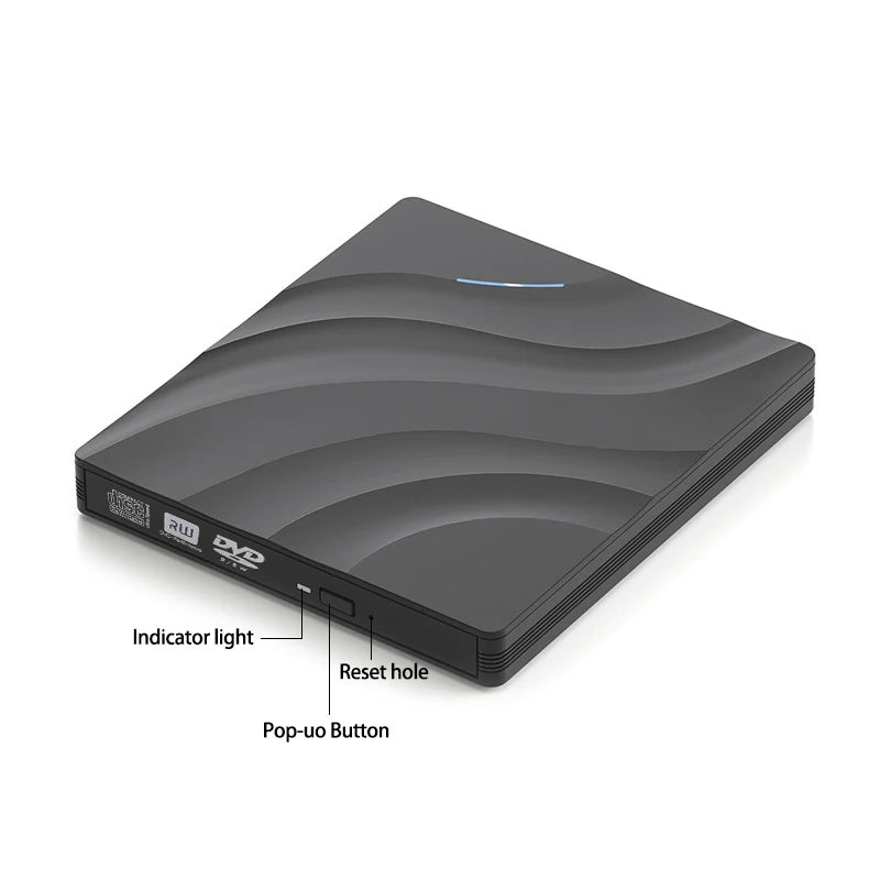 7 in 1 External Optical Drive DVD RW Burner with USB Type C Flash Drive & Card Reader for Laptop
