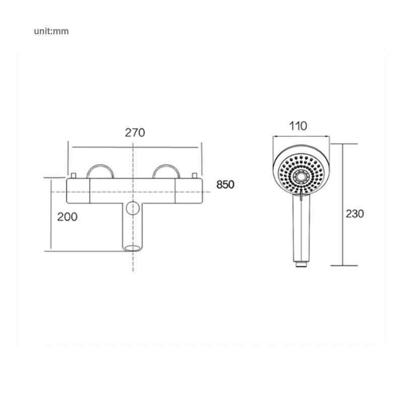 Black Thermostatic Bathroom Shower Faucet Dual Handle Bathtub Faucet Wall Mounted Mixer Tub Tap