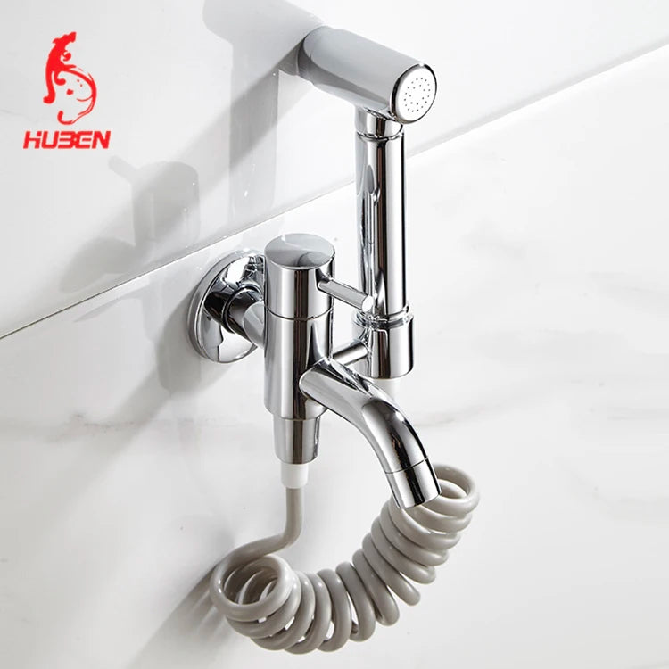 High Pressure Non Electric Eco-Friendly Easy Installation Modern Brass Wall-Mounted Bathroom Shower Bidet Toilet Dual