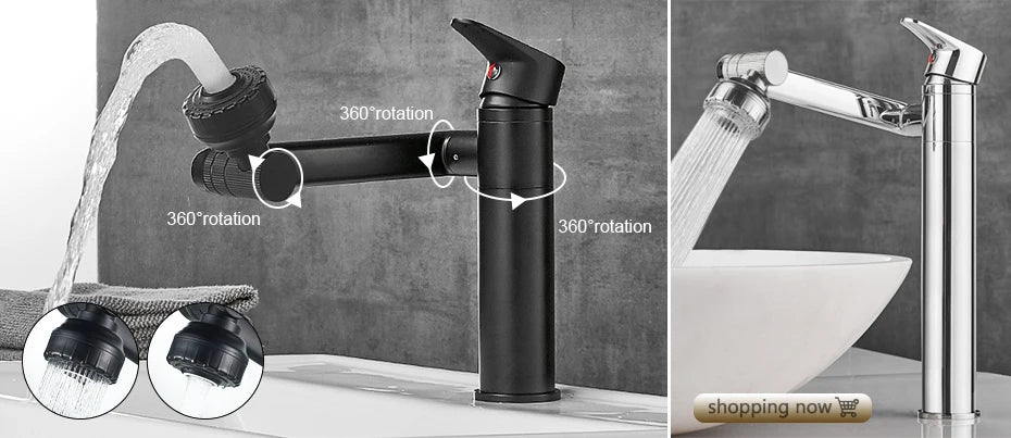 Black Faucet Bathroom Sink Faucets Hot Cold Water Mixer Crane Deck  Mounted Single Hole Bath Tap Chrome Finished ELM457