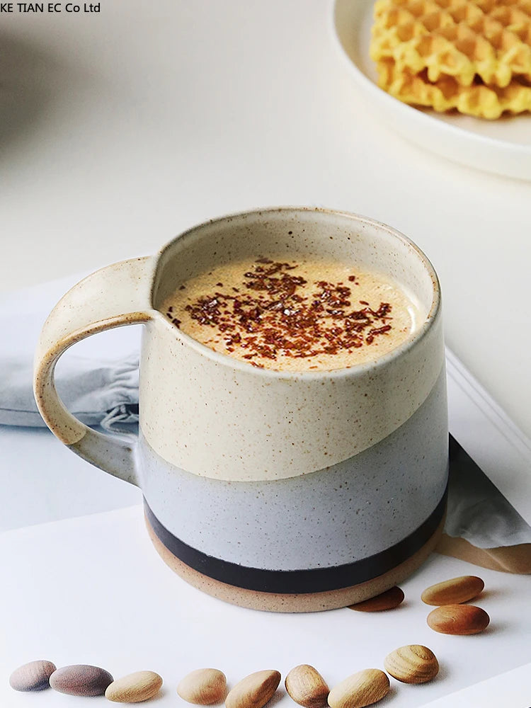 Japanese Retro Stoneware Coffee Cup Household Ceramic Hanging Ear Mug Cup English Afternoon Tea Tea Cup Breakfast Milk Mug Gift