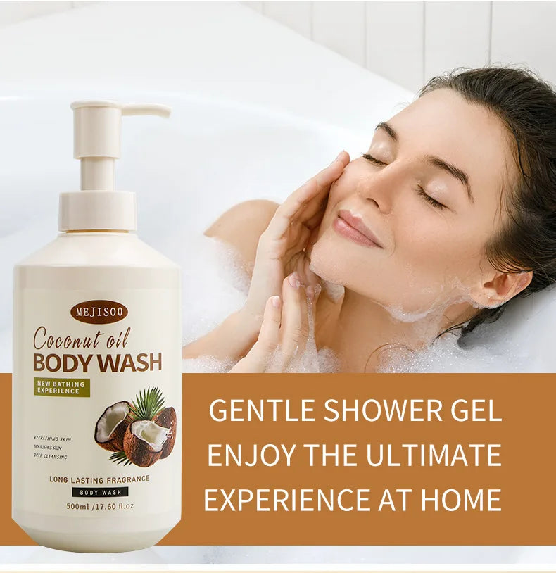 Best Selling SADOER 100% Natural Coconut Oil Body Wash Women Body Butter Cream Moisturizing Nourishing Whitening Shower Gel