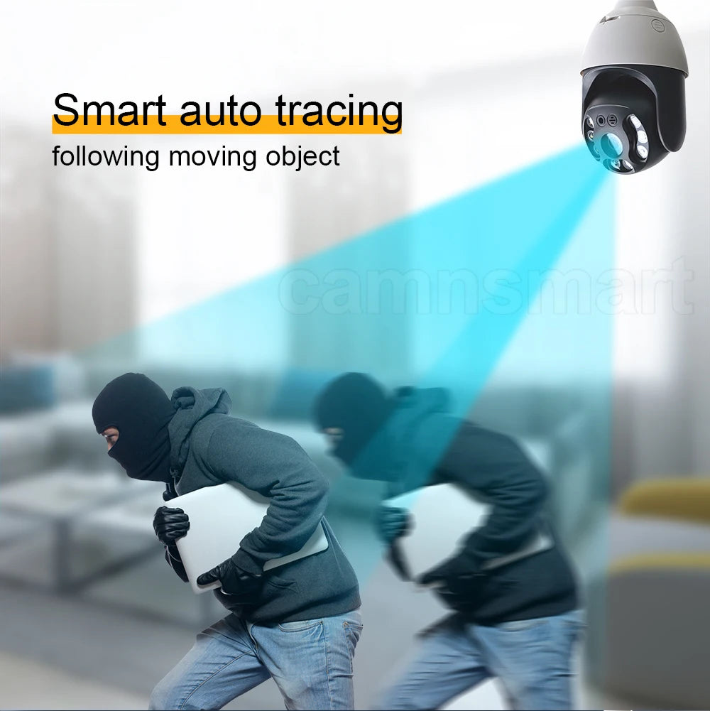 5MP Security IP Camera Onvif NVR E27 Light Bulb PTZ Video Surveillance Protection 256G System Smart Home Auto Tracking AI Human