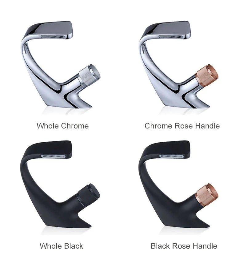 Black Faucet Bathroom Sink Faucets Hot Cold Water Mixer Crane Deck  Mounted Single Hole Bath Tap Chrome Finished ELM457
