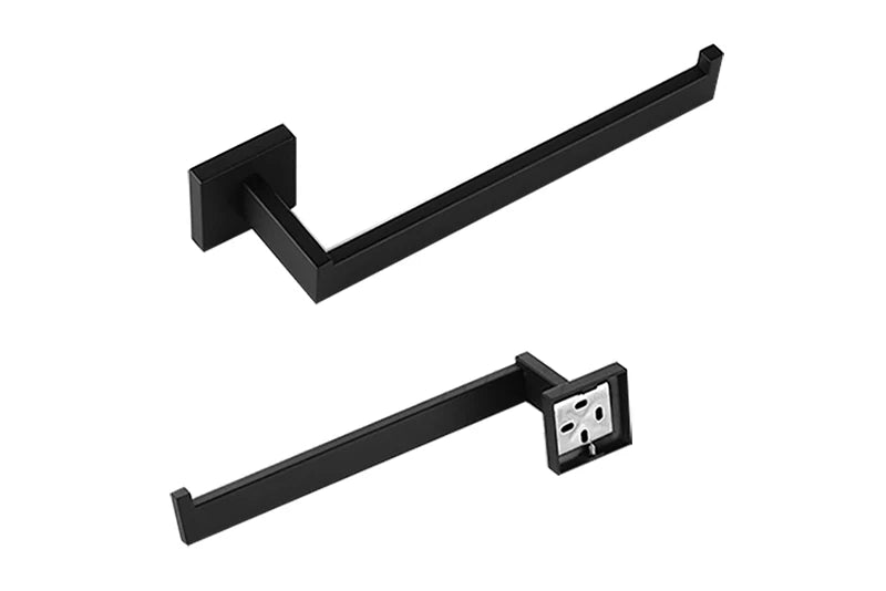 Matt Black Bathroom Hardware Set Kit Accessories Wall Shelf Towel Bar Rack Rail Robe Hanger Toilet Brush Roll Paper Holder Dish