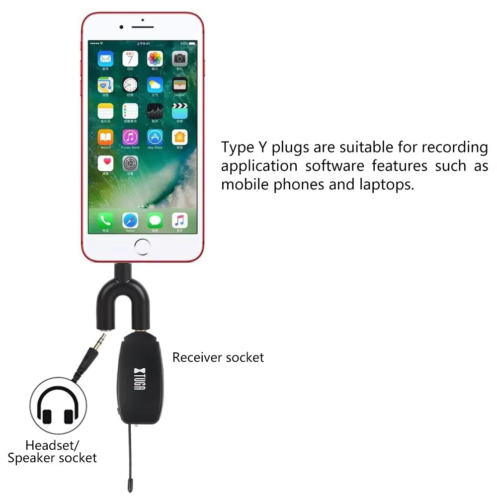 XTUGA KX621 UHF Wireless Cardioid Condenser Microphone Clip-on Noise Cancelling Portable for Saxophone Trumpets Smart Phones