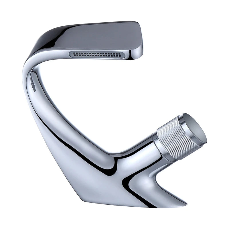 Black Faucet Bathroom Sink Faucets Hot Cold Water Mixer Crane Deck  Mounted Single Hole Bath Tap Chrome Finished ELM457