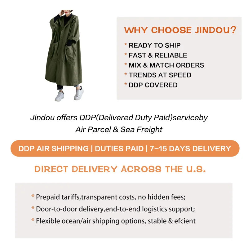 2026 Women's High-quality Spring Elegant Solid-color Loose Single-button Warm and Windproof Coat Hooded Casual Coats
