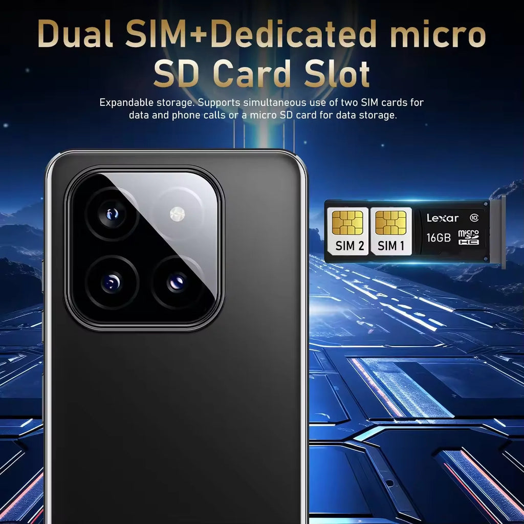 Newest Design M14 Pro Cheap Cell Phones 7.3inch 16GB+1TB 8000mAh 72+108MP WCDMA LTE 5g Smartphone Support Multi Language