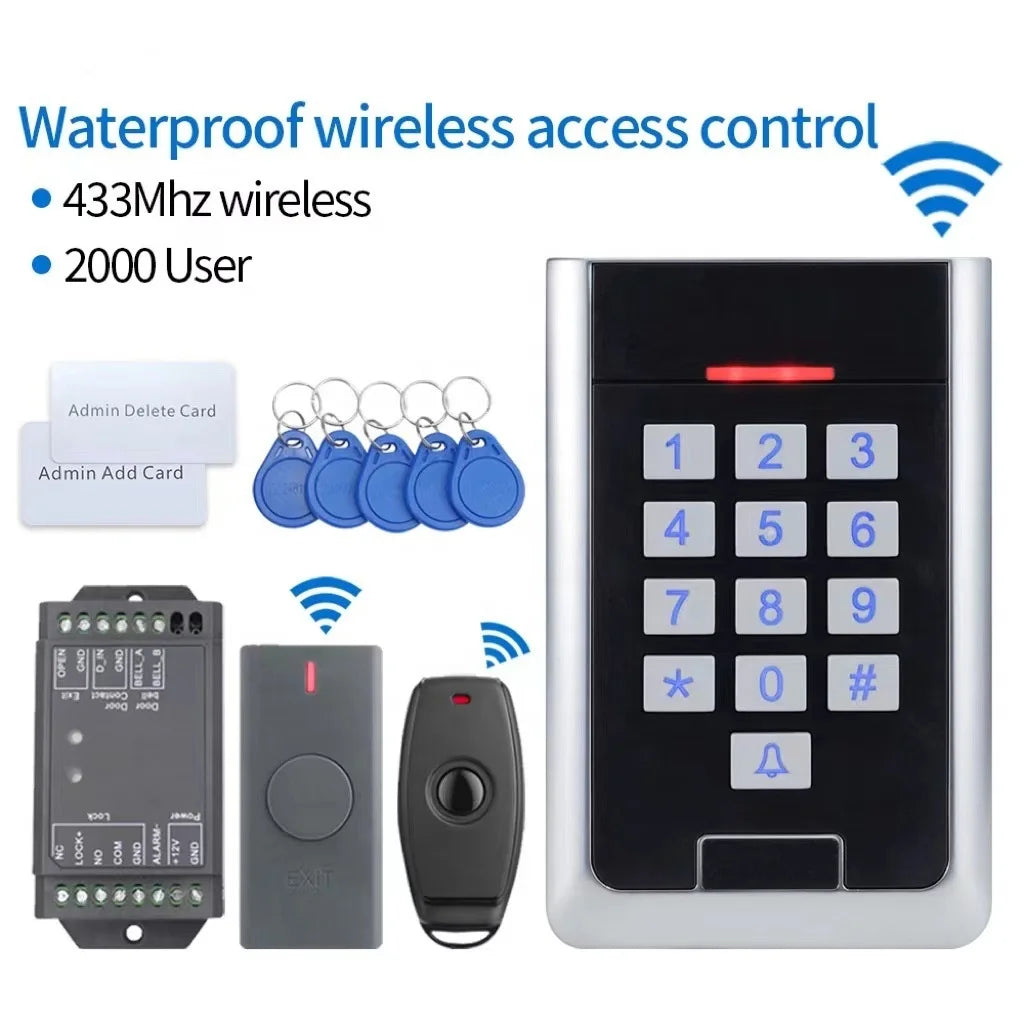 AW10-K-EM IP65 Waterproof Smart Security Door Lock System Metal Case Keypad RFID Proximity Card Wireless Access Control Kit