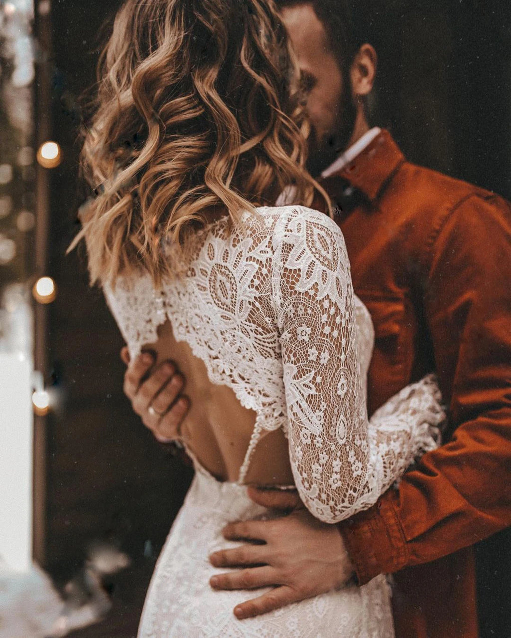 8756 # Real Photos Custom Sweep Train Appliques Lace V-neck Wedding Dress Bridal Gown Engagement Party Evening Dresses