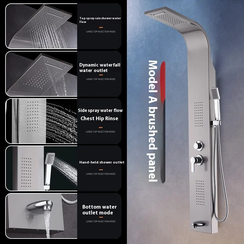 Modern Luxury Good Quality 304 Sus Digital Led Smart Rainfall Shower Massage System Wall Panels for Showers 3 Warranty